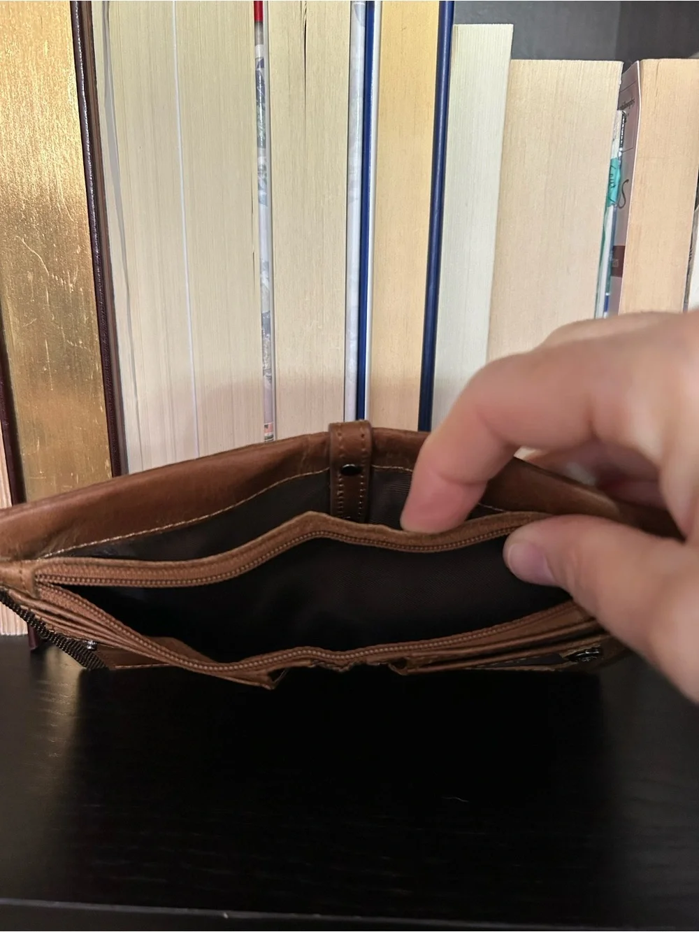 Brown Leather Men's Bifold Zip Wallet
